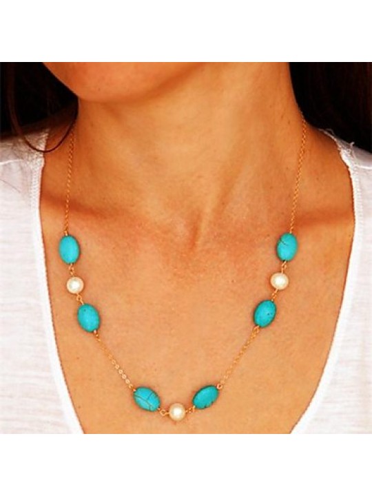Women's EuropeanAlloy Imitation Pearls TurquoisePendant Necklace (1 Pc)