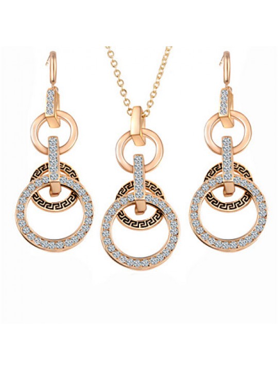 Hot Fashion Vintage Circle Pendant Necklace Drop Earring Jewelry Set  