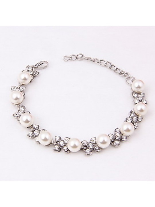 Trendy Moon Style Women Costume Party Sliver Plated Imitation Pearl Jewelry Sets  
