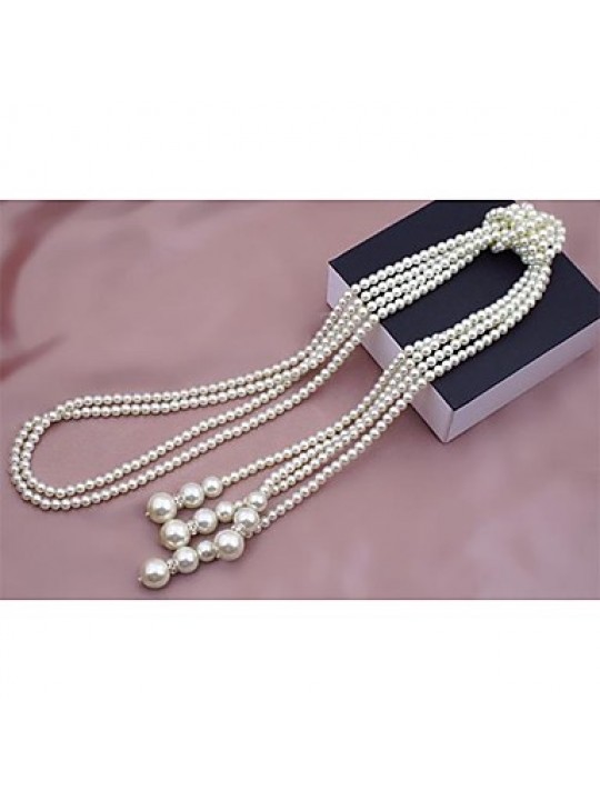 Necklace Strands Necklaces Jewelry Wedding / Party / Daily / Casual Fashion Imitation Pearl Silver 1pc Gift