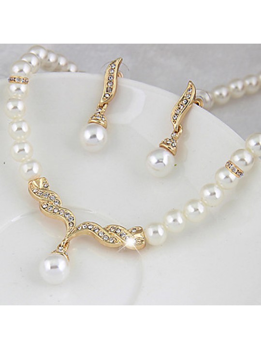 Women Vintage / Party / Casual Alloy / Cubic Zirconia / Imitation Pearl Necklace / Earrings Sets  