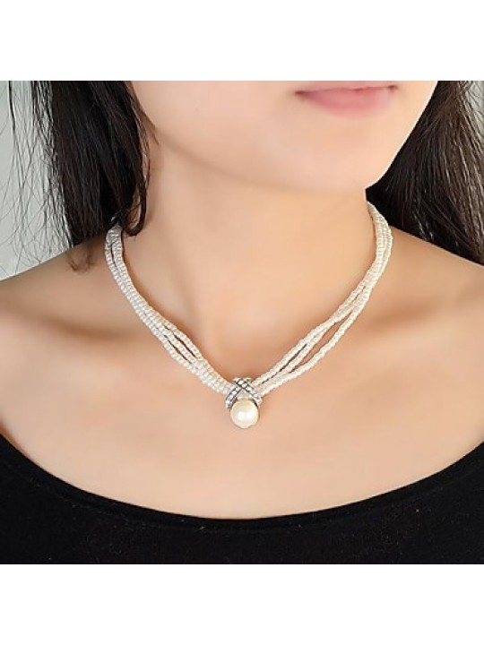 Necklace Strands Necklaces Jewelry Party / Daily / Casual Fashion Pearl White 1pc Gift