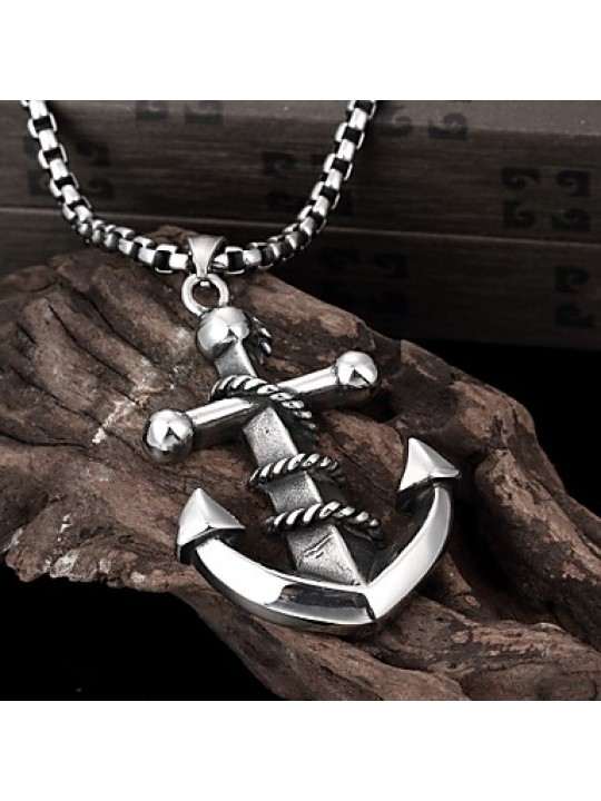 Anchor Restoring Ancient Ways is Exaggerated Men Titanium Steel Pendant Necklace
