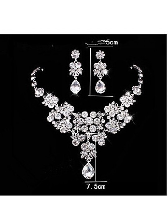 Lucky Doll Women's All Matching Silver Plated Zirconia Necklace & Earrings Jewelry Sets  