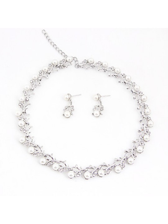 Fashion imitation pearls gilded set (necklace, earrings, bracelets)  