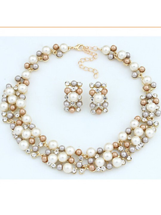 Women Vintage / Party Alloy / Rhinestone / Imitation Pearl Necklace / Earrings Jewelry Sets  