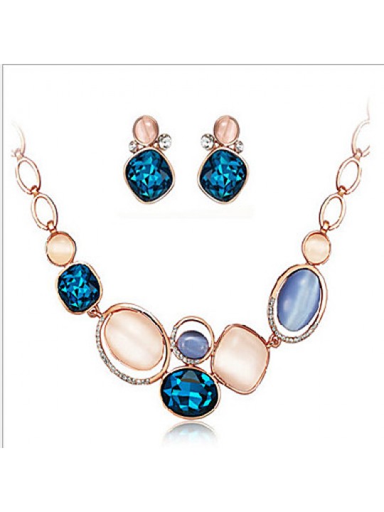 Fashionable shining jewel concise temperament Necklace Earrings Set  
