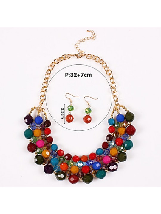 Women Vintage/Cute/Party/Casual Alloy/Rhinestone/Gemstone & Crystal/Cubic Zirconia Necklace/Earrings Sets  
