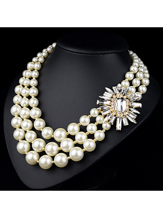 Imitation Pearl Three Layered Necklace