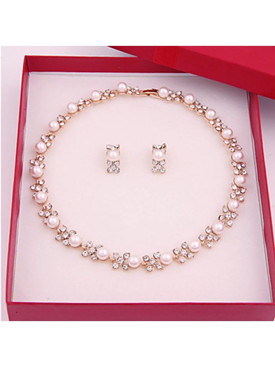Simple and elegant imitation pearl necklace Earring Sets (necklace, earrings)  