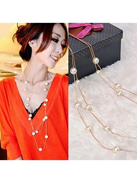 Necklace Strands Necklaces Jewelry Party / Daily / Casual Fashion Imitation Pearl White 1pc Gift