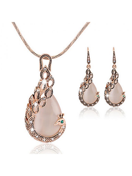 gemstone necklace earrings set a peacock  