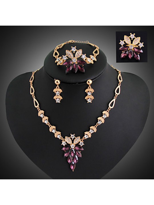 Women Vintage / Party / Casual Alloy / Gemstone & Crystal / Cubic Zirconia Necklace / Earrings / Bracelet / Ring Sets  