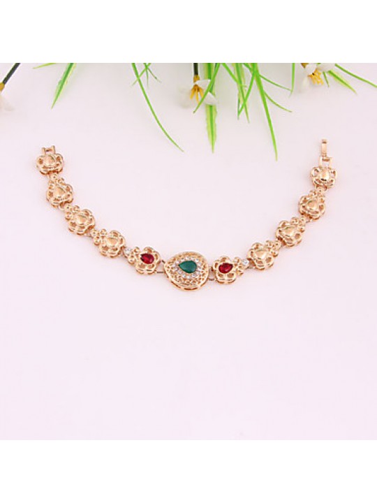 Luxury Weeding Zircon 18k Gold Plated (Including Necklace, Earring, Bracelet, Ring) Jewelry Sets  