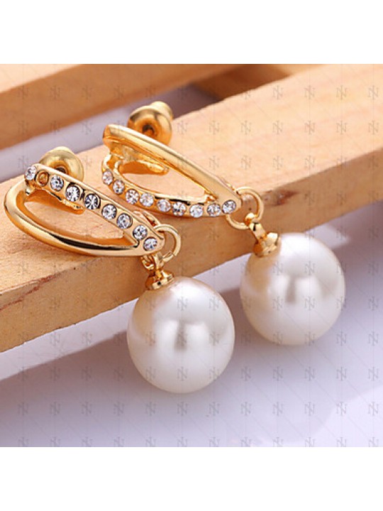 May Polly 18K ladies Pearl Jewelry Necklace Earrings Set  