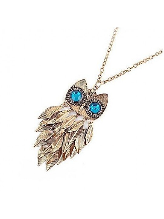 Women’sGold Leaf Owl Long Necklace