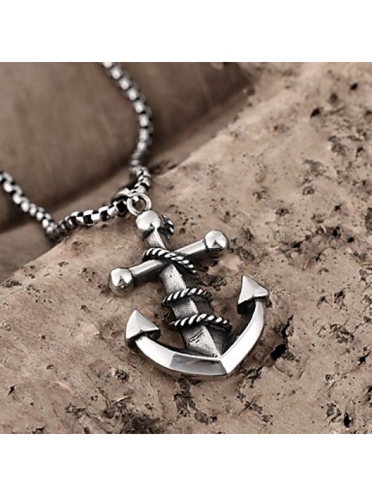 Anchor Restoring Ancient Ways is Exaggerated Men Titanium Steel Pendant Necklace
