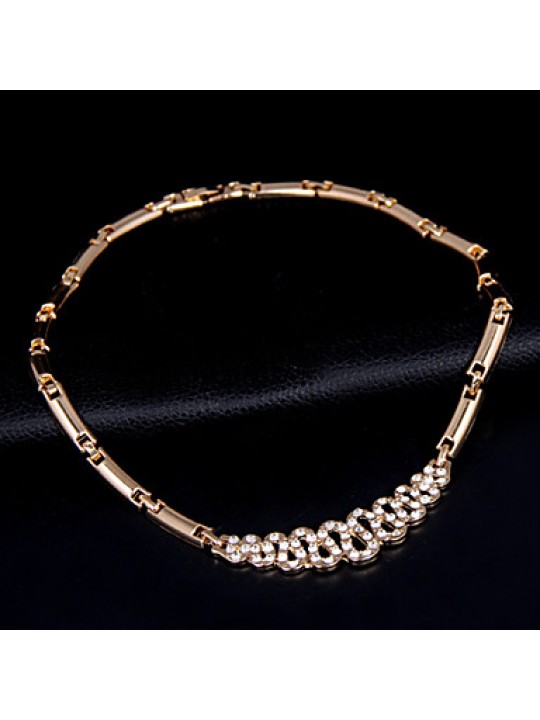 Lucky Doll Women's Vintage 18K Gold Plated Rhinestone Tassel Necklace & Earrings & Bracelet & Ring Jewelry Sets  