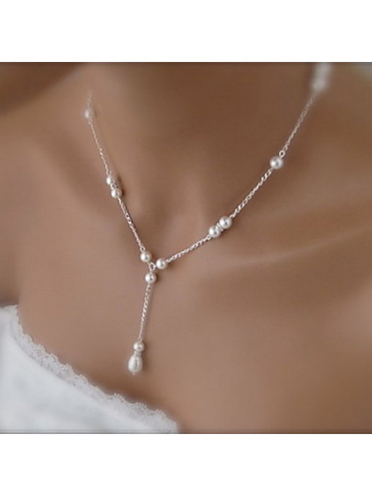  Fashion Beautiful White Pearl Pendant Necklace(1 Pc)