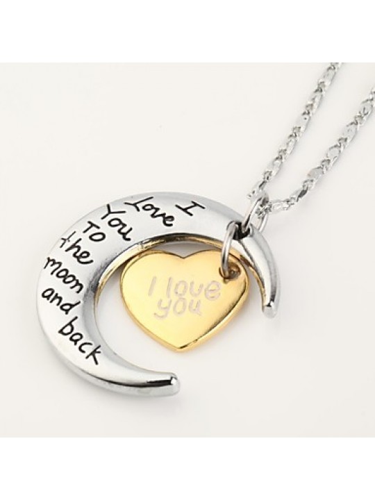 I Love You To The Moon And Back Necklace For Mates High Quanlity Silver (Random Silver Chain)