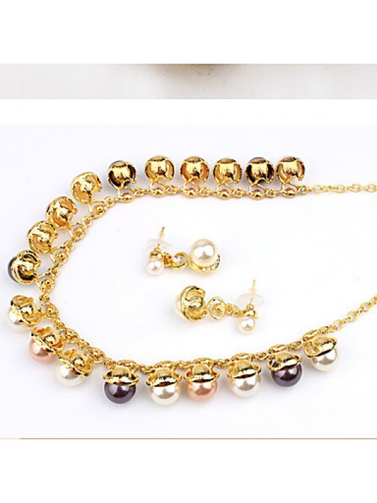 Women Cute / Party Rose Gold Plated / Alloy / Rhinestone / Imitation Pearl Necklace / Earrings Jewelry Sets  