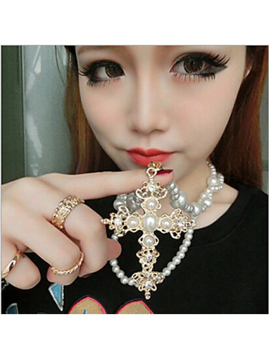 New Arrival Fashional Hot Selling Delicate Cross Pearl Necklace