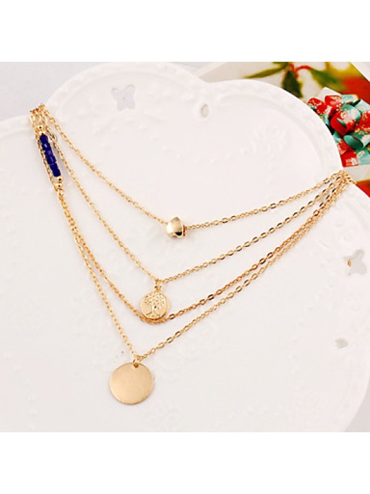 Necklace Gold Plated Layered Necklaces Jewelry Daily / Office & Career Round / Heart Fashion / Adjustable / Sideways Alloy Gold / Silver