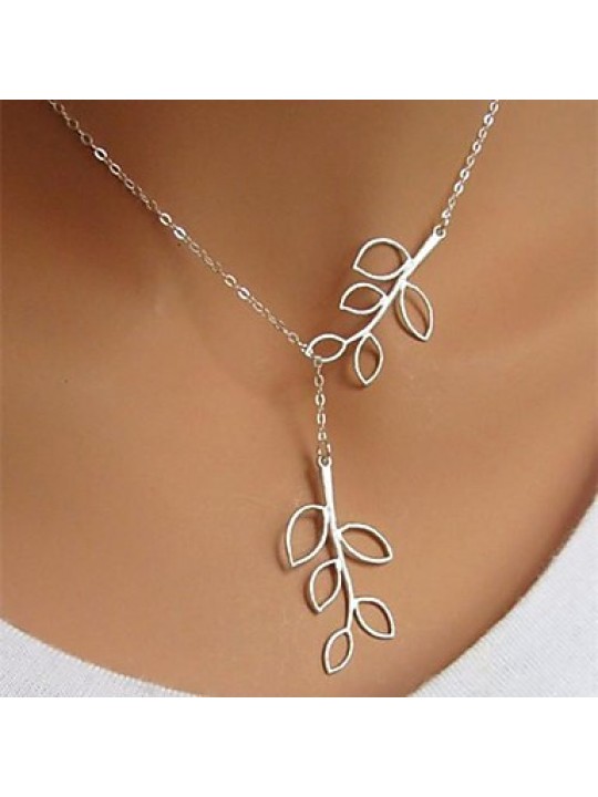 Necklace Silver Plated Pendant Necklaces Jewelry Birthday / Business / Gift / Daily / Casual Leaf Adjustable Alloy Silver 1pc Gift