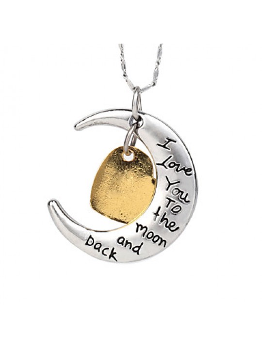 I Love You To The Moon And Back Necklace For Mates High Quanlity Silver (Random Silver Chain)