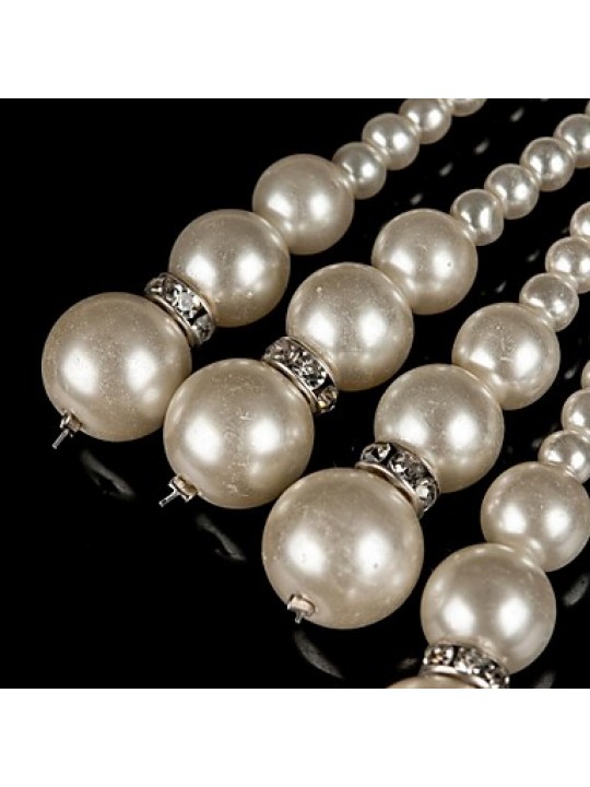 Women's Multi Knot Fashion All-match Pearl Drop Crystal Sweater Necklace