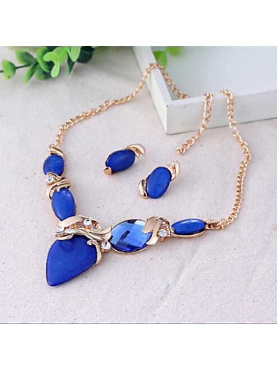 Women Vintage / Party Gold Plated / Alloy / Rhinestone / Resin Necklace / Earrings Jewelry Sets  