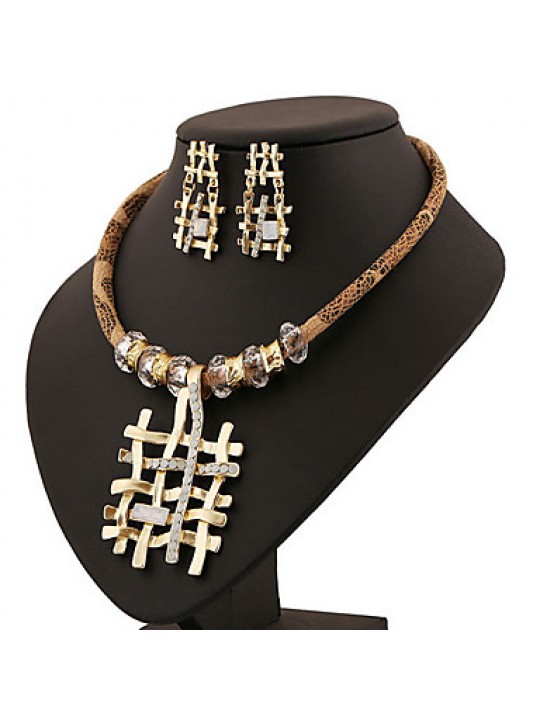 Europe exaggerated retro fashion rattan Pendant Necklace Earrings Set  