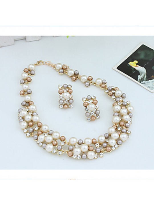 Women Vintage / Party Alloy / Rhinestone / Imitation Pearl Necklace / Earrings Jewelry Sets  