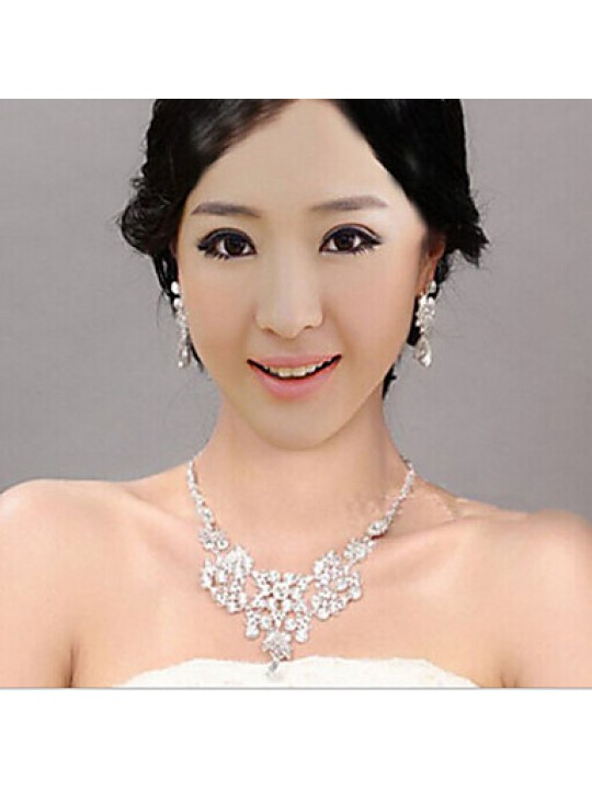 Lucky Doll Women's All Matching Silver Plated Zirconia Necklace & Earrings Jewelry Sets  