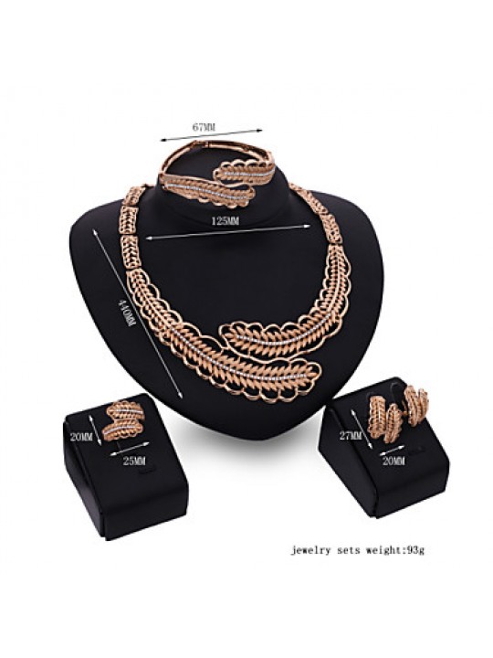 New Women Vintage / Party Gold Plated Necklace / Earrings / Bracelet / Ring Sets  